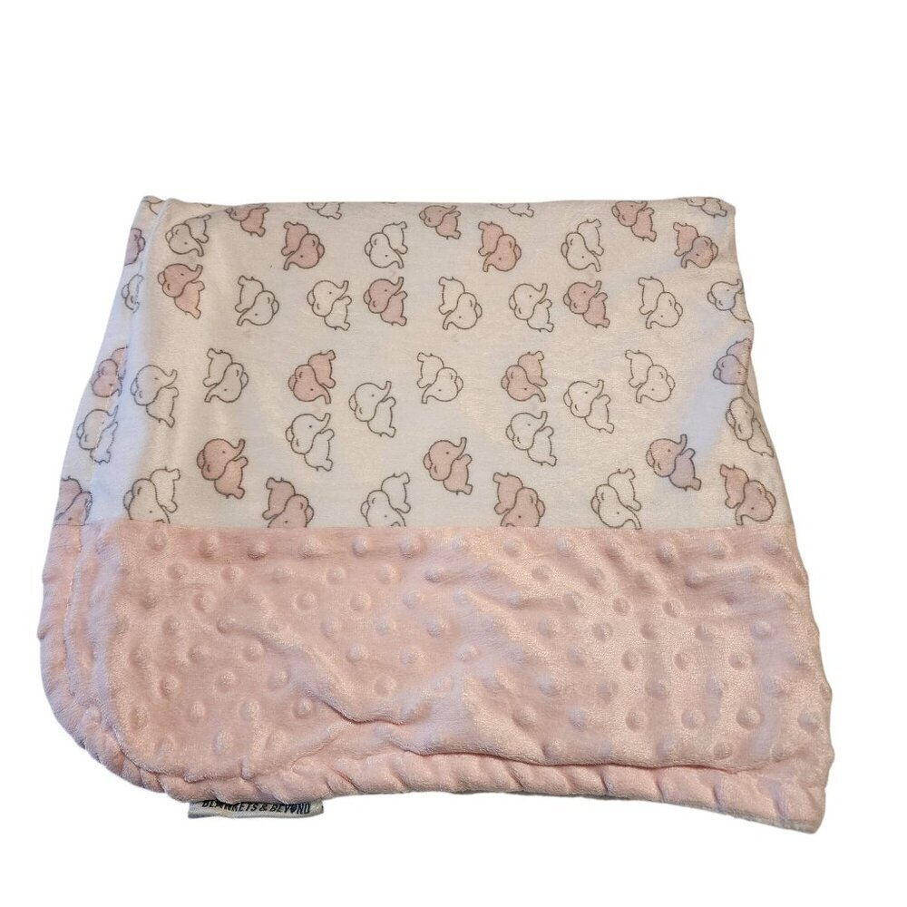 Blankets and Beyond baby blanket Pink White Elephant minky dot